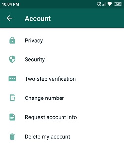 whatsapp account settings