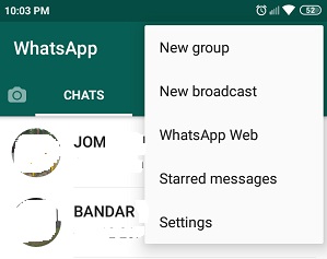 whatsapp menu utama